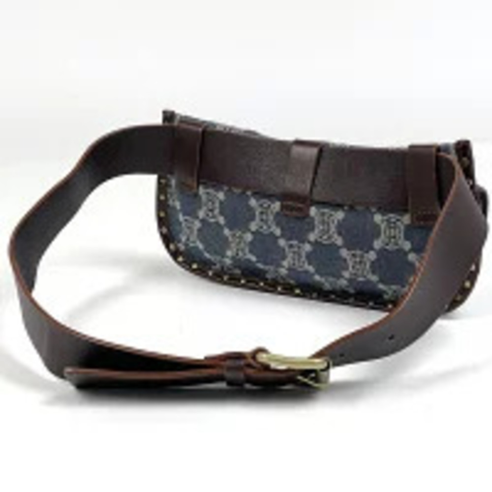 Celine Bag Bum Denim Crossbody Body Brown Blue Paris Waist Belt Macadam